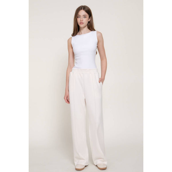 Elastic Waist Soft Modal Scuba Wide Pants