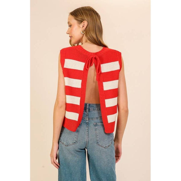 Lumiere - Striped Sleeveless Knitted Sweater