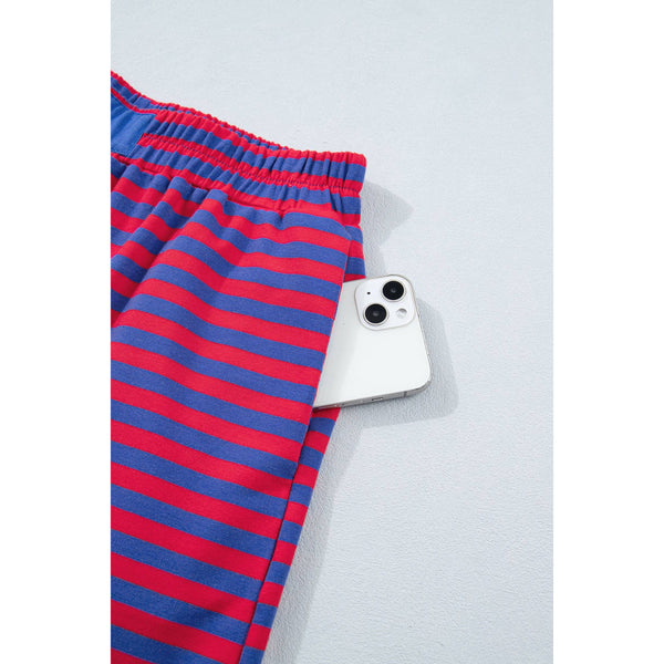 1 the Woman - Striped Cotton Pullover Short 2 PC Sets S-4X