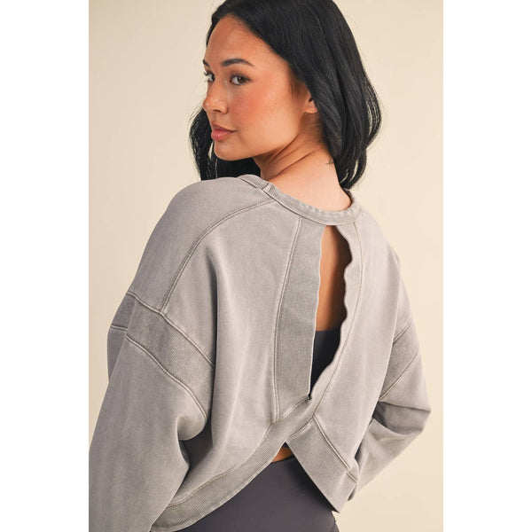 Mineral Wash Cutout Back Layering Sweatshirt