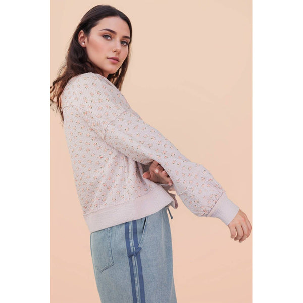 Oversized Floral Printed Casual Knit Top