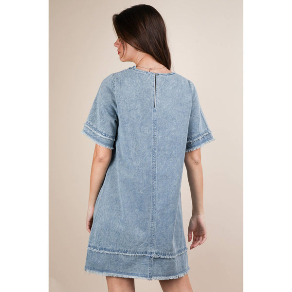 Washed Denim Shift Mini Dress by VERY J