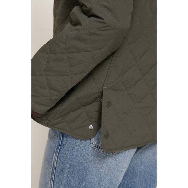 Long Sleeve Lapel Collar Quilted Puffer Jacket