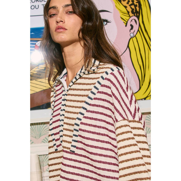 Half Zip Striped Top