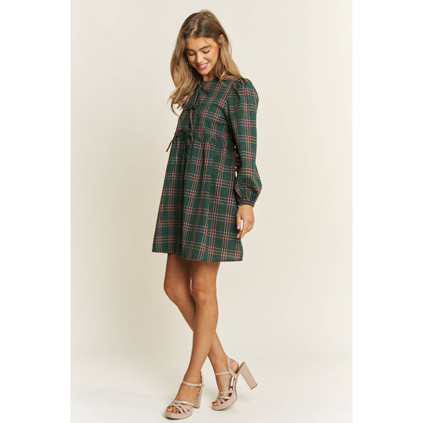 Green Christmas Plaid Dress