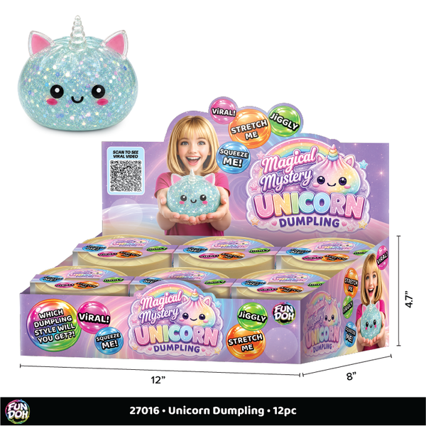 Novelty Brands - Fun Doh Unicorn Mystery Dumpling Squishy Toy - 12/Display