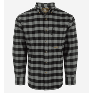 Drake Autumn Brushed Twill Buffalo Plaid Button - Down Long Sleeve Shirt - Monument Grey - Southern Roots Clothing Company