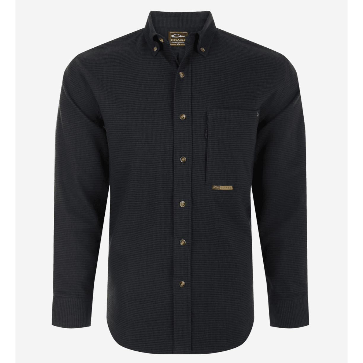 Drake Autumn Brushed Twill Houndstooth Button - Down Long Sleeve Shirt - Night Sky Navy - Southern Roots Clothing Company