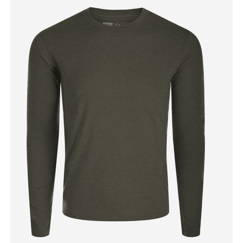 Drake Hunter Creek Bamboo Long Sleeve Crew - Black Olive Heather - Southern Roots Clothing Company