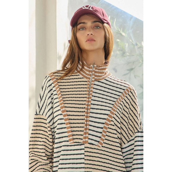 Half Zip Striped Top