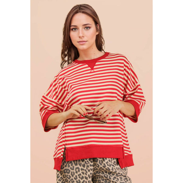 Oversized Stripe Casual Knit Top
