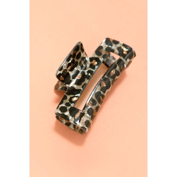RECTANGLE LEOPARD ANIMAL DESIGN HAIR CLAW CLIPS