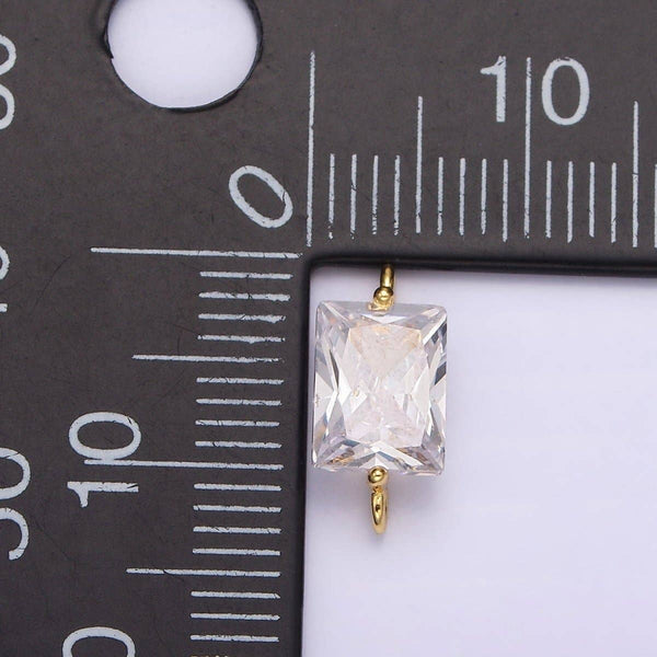 24K Gold Filled 5mm Clear CZ Baguette Connector