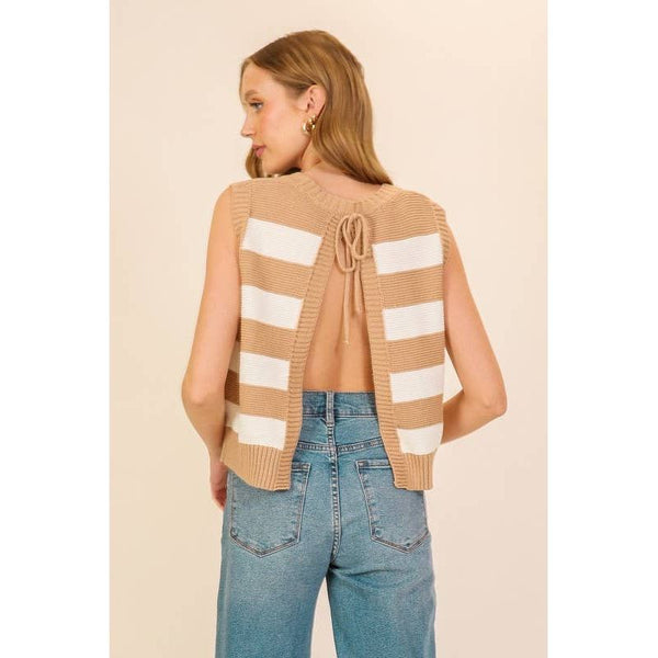 Lumiere - Striped Sleeveless Knitted Sweater