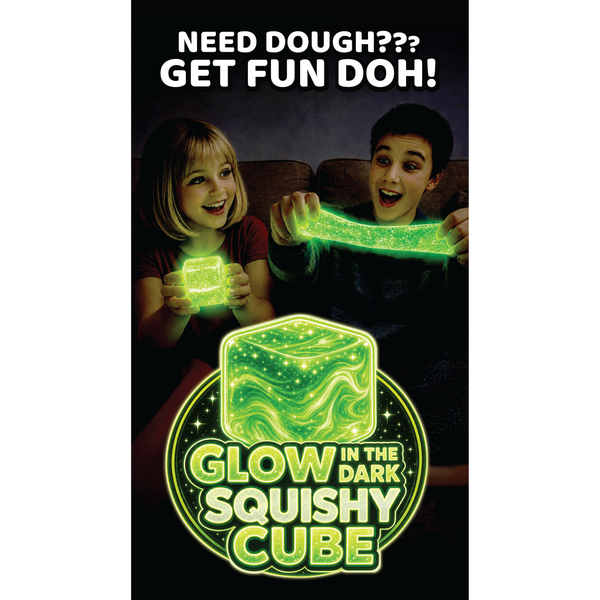 Fun Doh Glow in the Dark Squishy Sparkle Cube