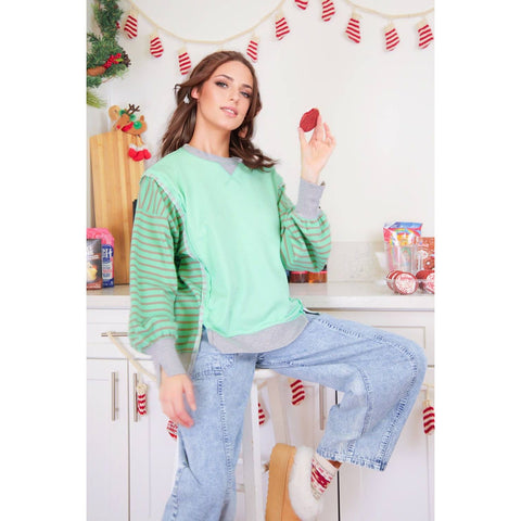 Oversized Striped Casual Knit Top