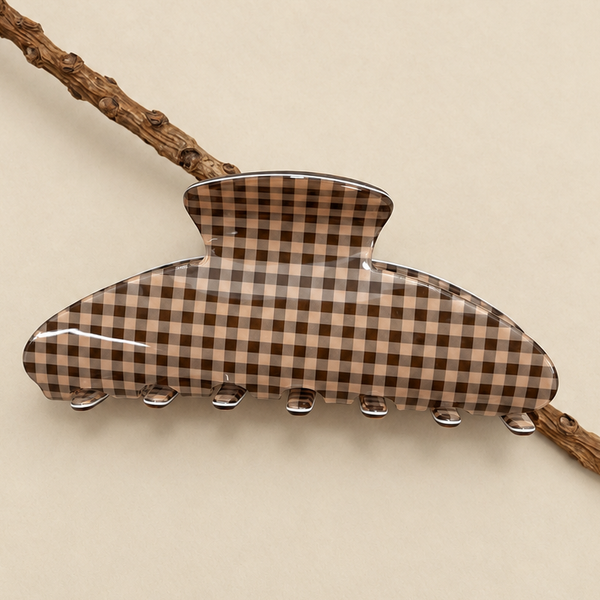 JOSSLYN by wall to wall - JUMBO STRIPE PLAID OVAL HAIR CLAW CLIPS | 40H1020