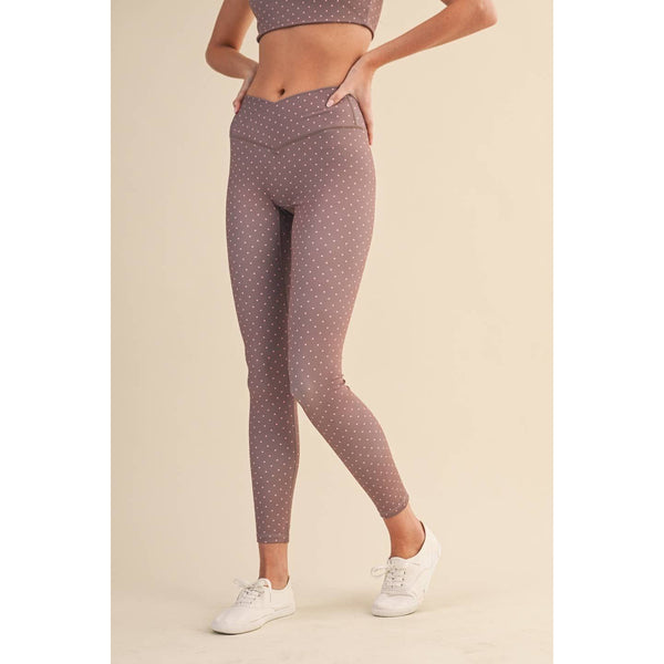 Polka Dot Print High Waist Crossover Legging by KIMBERLY C