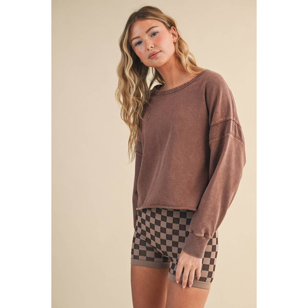 Mineral Wash Cutout Back Layering Sweatshirt