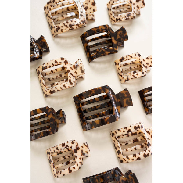 TELETIES - Square Flat Hair Clip | Large | Blonde Tortoise