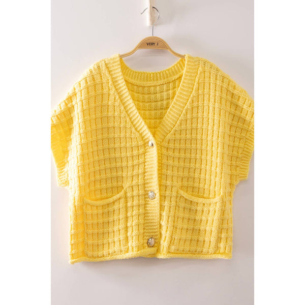 Waffle Texture Crop Cardigan