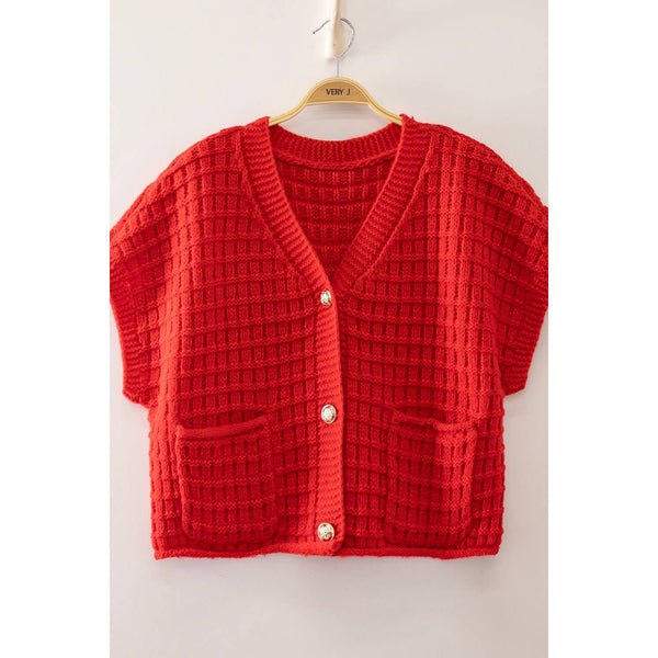 Waffle Texture Crop Cardigan