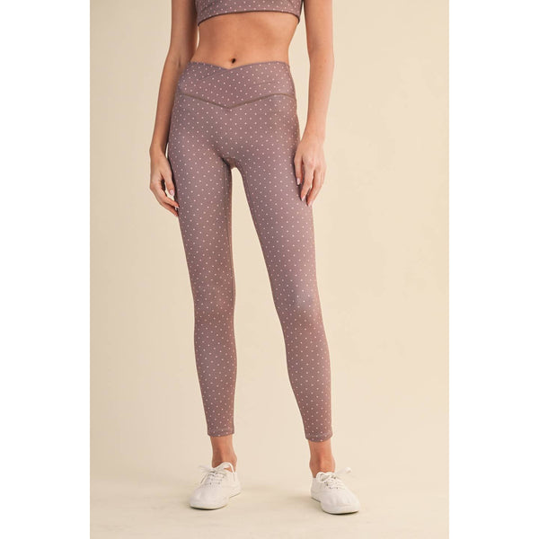 Polka Dot Print High Waist Crossover Legging by KIMBERLY C