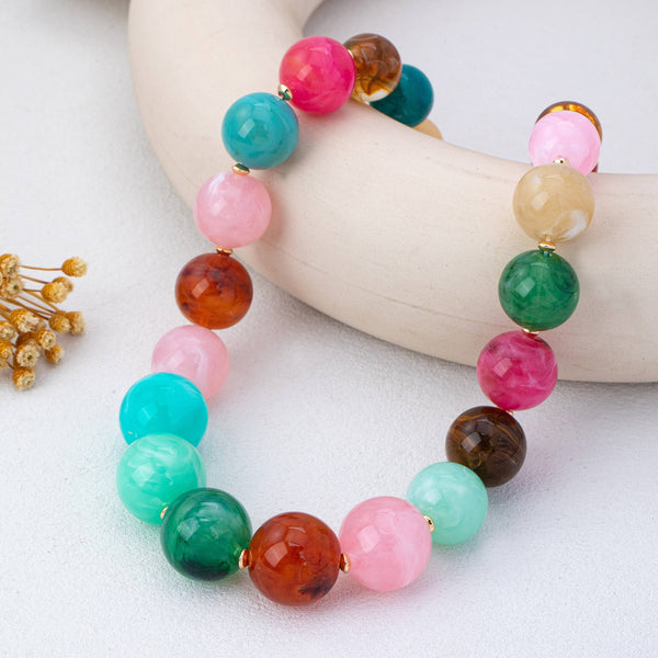 Vintage-Inspired Multi Marbled Resin Necklace