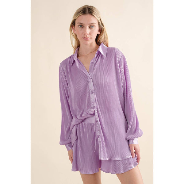 Accordian Blouse Short Lounge Set