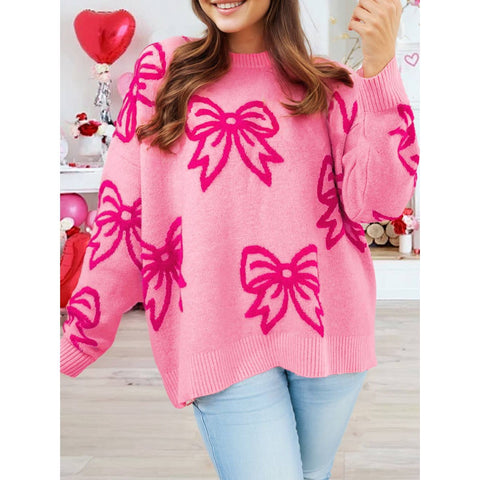 Bow Drop Sleeve Loose Sweater