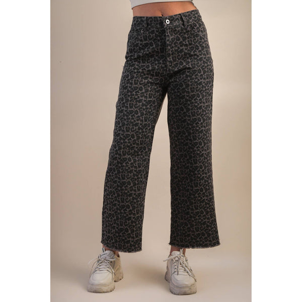 Leopard Printed Marine Straight Pants