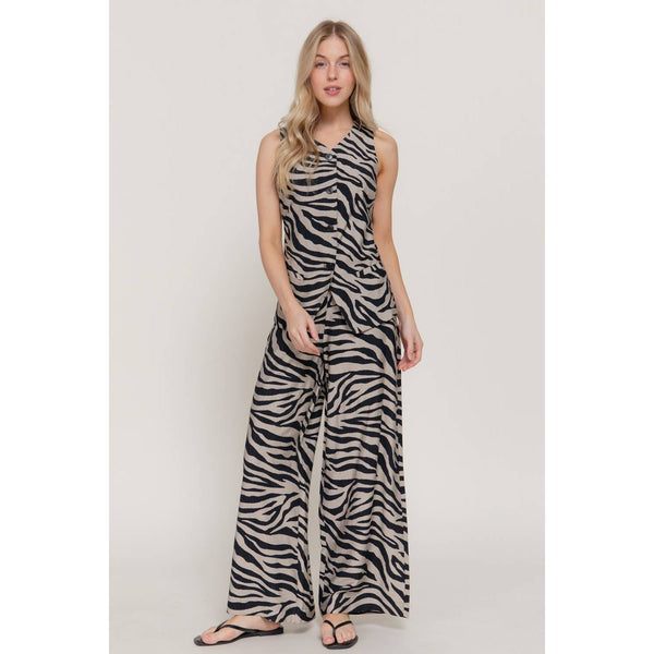 Wide Leg Printed Woven Pants
