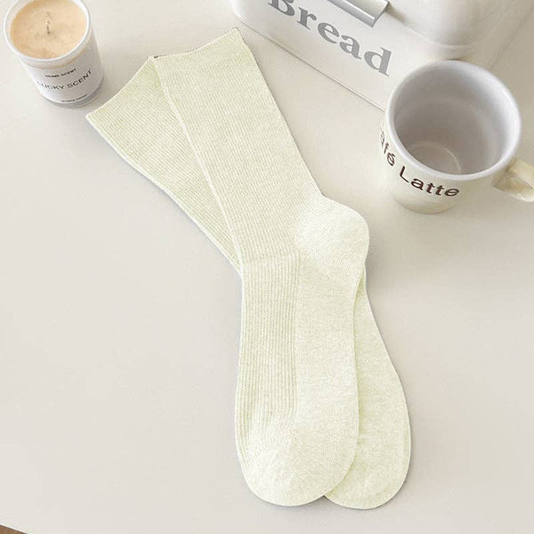 Solid Color Ribbed Simple Socks
