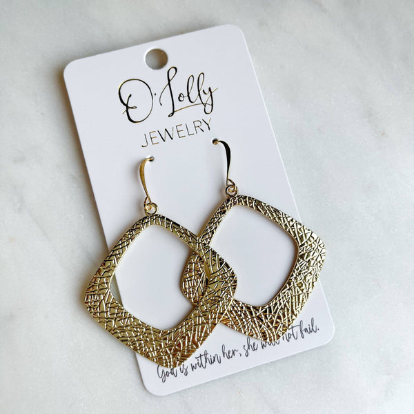 O'Lolly Jewelry - Gold Rhom Hammered Dangle Earring