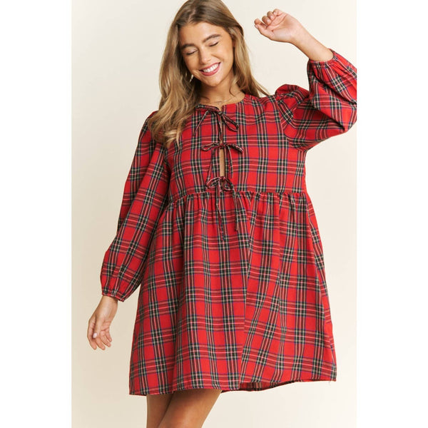 Green Christmas Plaid Dress