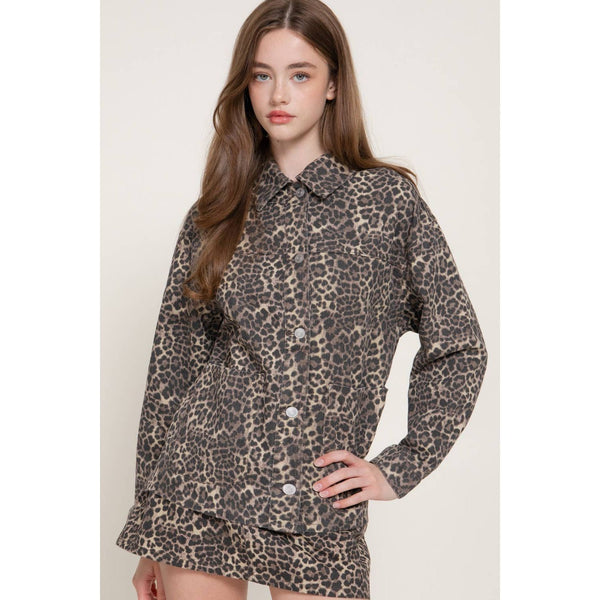 Leopard Jacket and Skirt Set