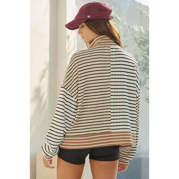 Half Zip Striped Top