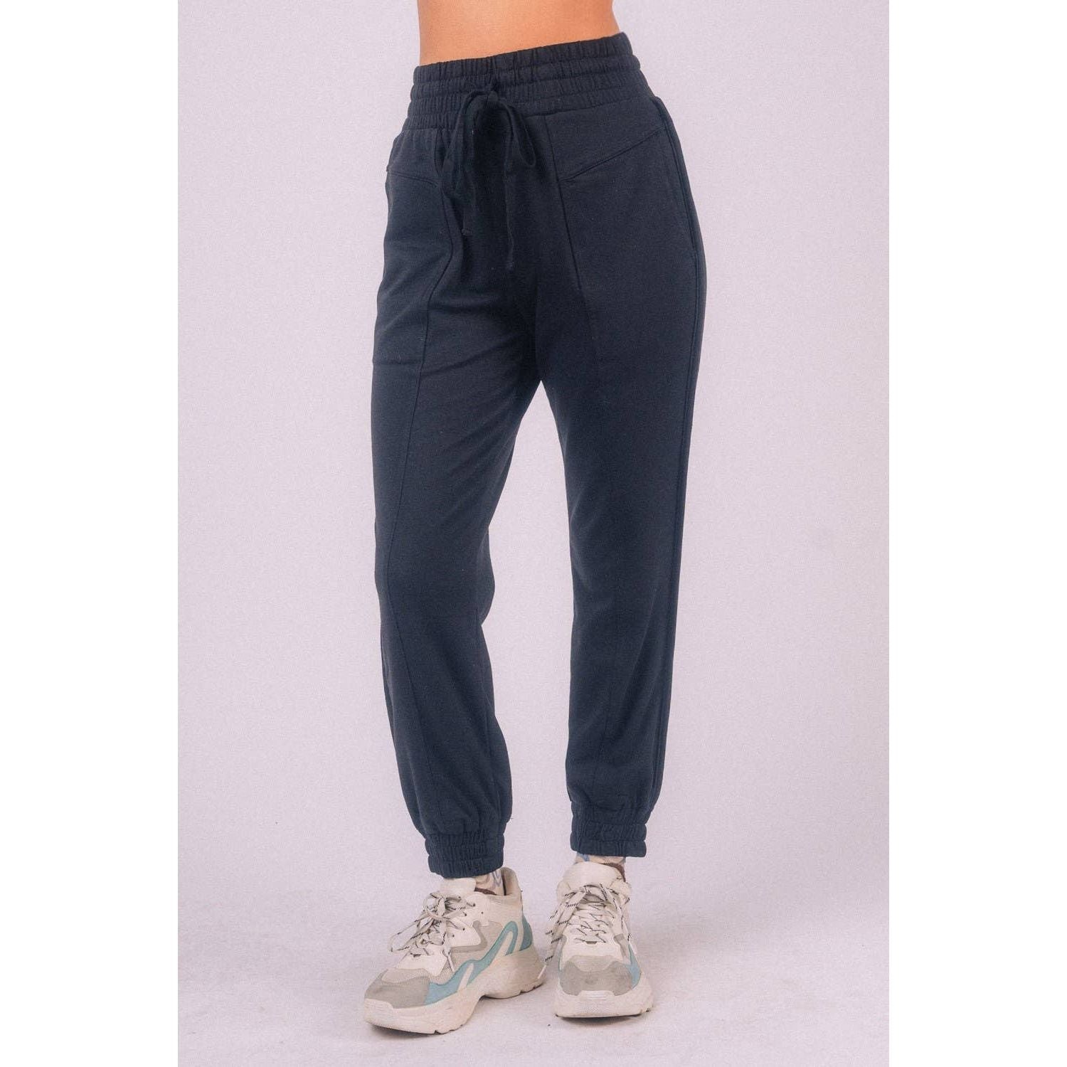 High Waist Solid Knit Jogger Pants