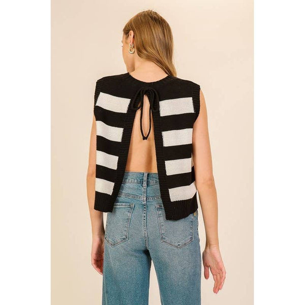 Lumiere - Striped Sleeveless Knitted Sweater