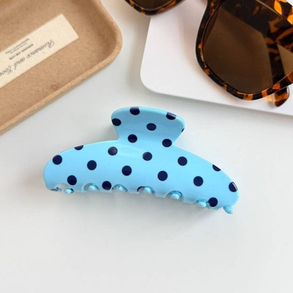Retro Polka Dot Hair Claw - Glossy Spotted French