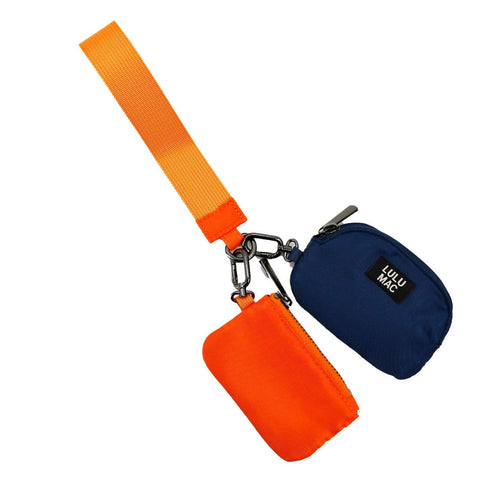 Orange/Navy Lulu Mac Double Pouch Wristlets