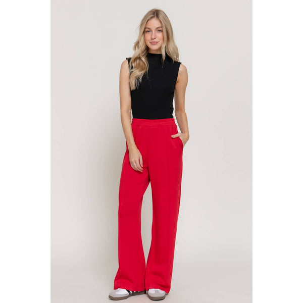 Elastic Waist Soft Modal Scuba Wide Pants