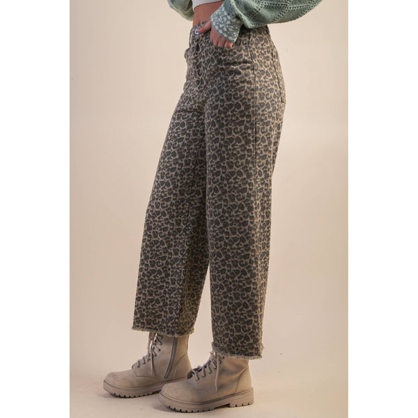 Leopard Printed Marine Straight Pants
