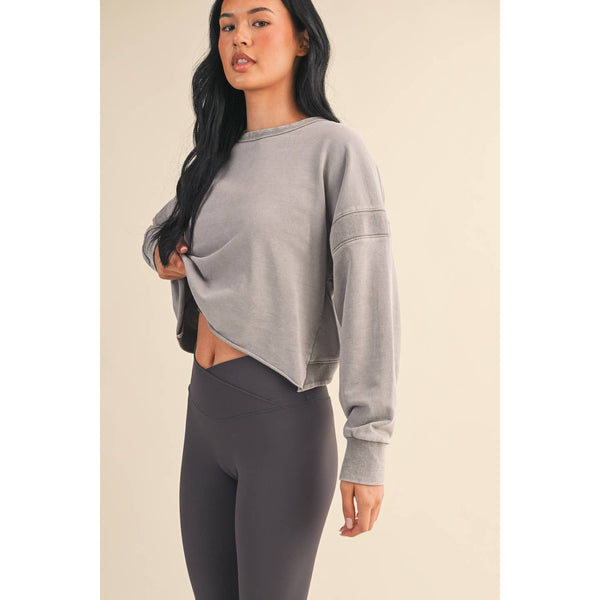Mineral Wash Cutout Back Layering Sweatshirt