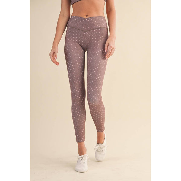 Polka Dot Print High Waist Crossover Legging by KIMBERLY C