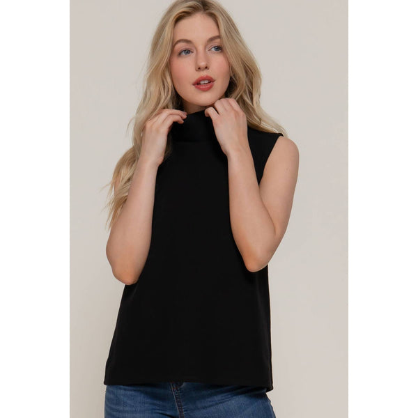 Active Sleeveless Turtle Neck Soft Knit Top