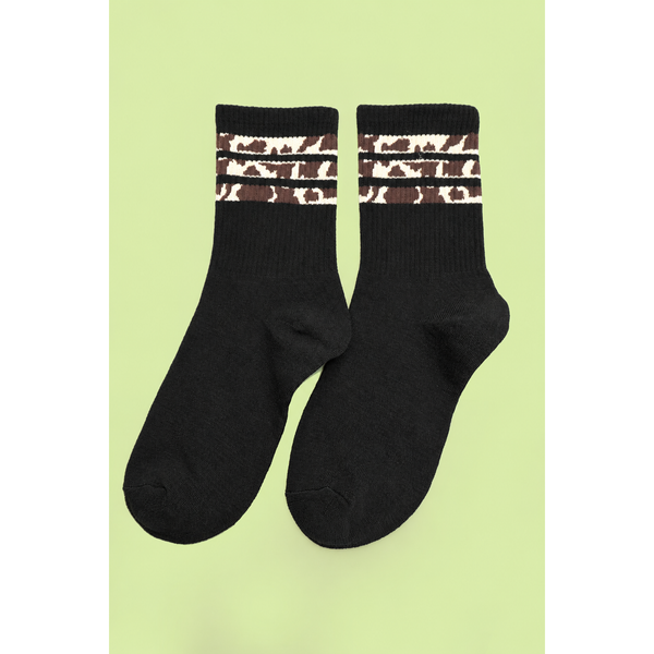 JOSSLYN by wall to wall - WOMAN ANIMAL LEOPARD HALF CREW THROWBACK SOCKS | 40S02071