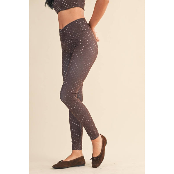 Polka Dot Print High Waist Crossover Legging by KIMBERLY C