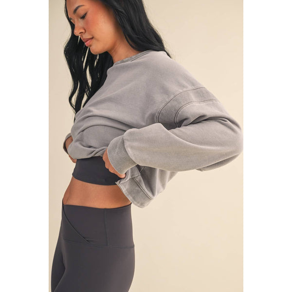 Mineral Wash Cutout Back Layering Sweatshirt