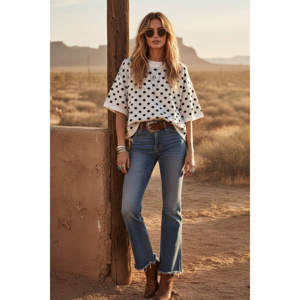 Oversized Polka Dot Sweater Top